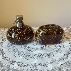 Gold and Bronze Bath Accessory Set